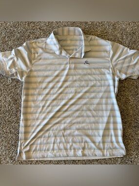 Rhoback Men's White Striped Polo Shirt